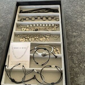 Heart 10 Bracelets silver, black super cute Guess, Make a Wish +